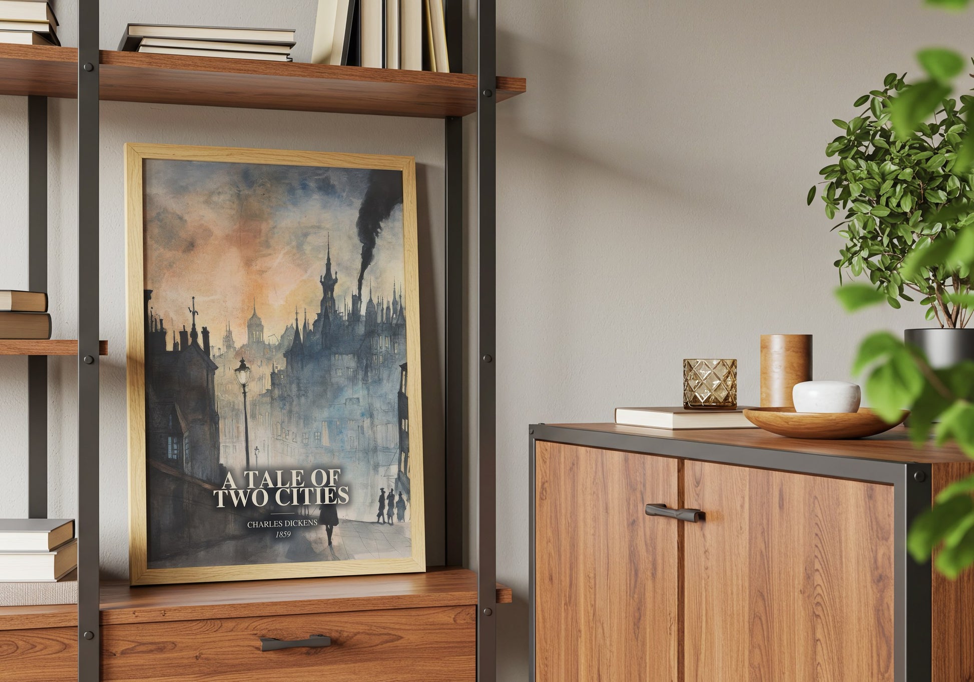 A Tale Of Two Cities book watercolour illustration paper finish options – matte satin gloss