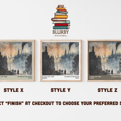 A Tale of Two Cities Literary Art Print by Charles Dickens – Style X, Y and Z square prints side by side – choose your finish