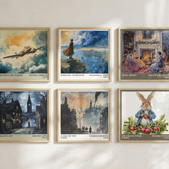 A Tale of Two Cities Literary Art Print by Charles Dickens – square print in a six-frame gallery wall