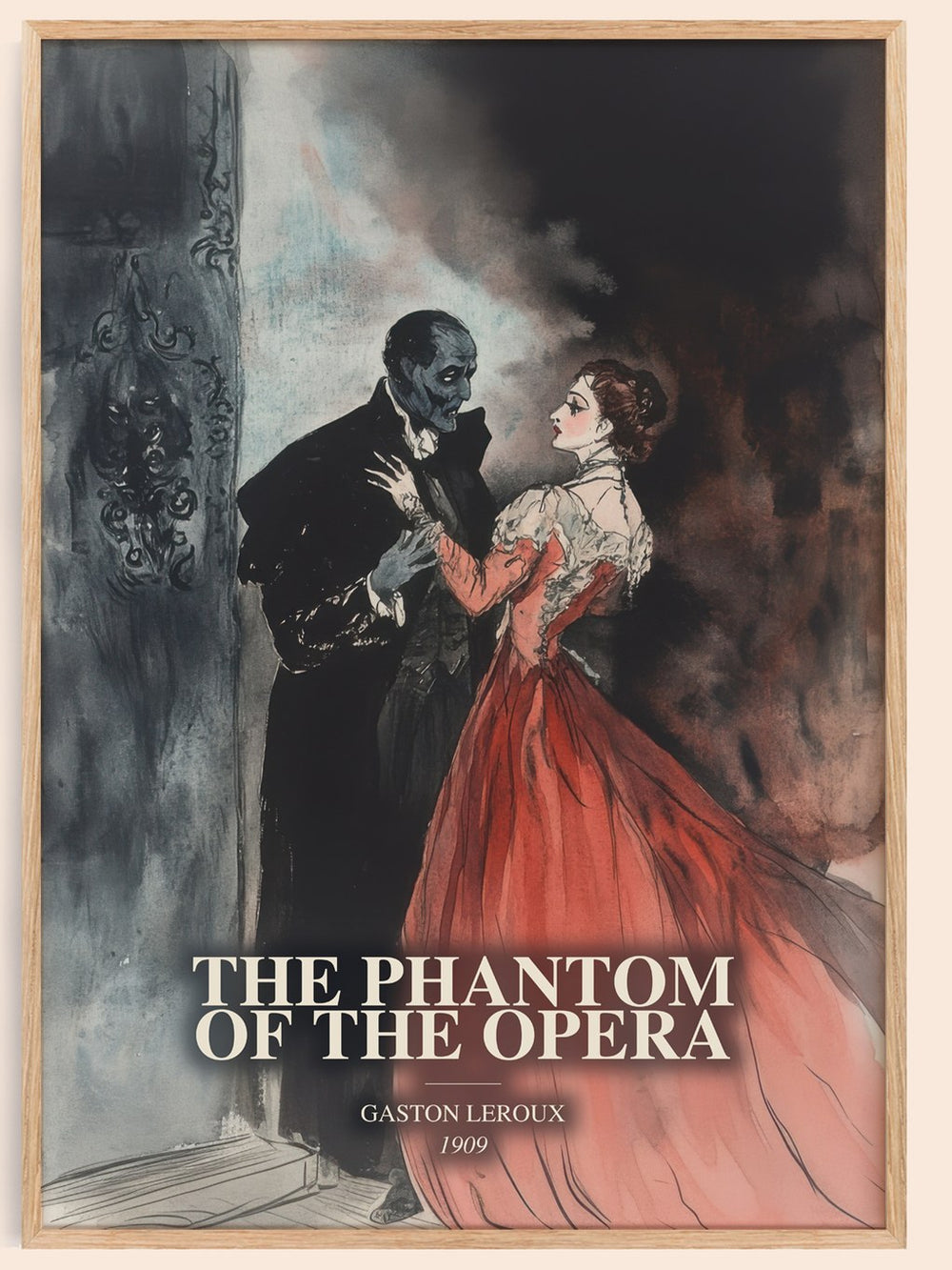 Phantom Of The Opera Book Watercolour Illustration by Gaston Leroux