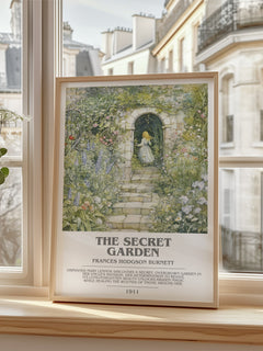 The Secret Garden Bookish Wall Art by Frances Hodgson Burnett – framed print by a bright window