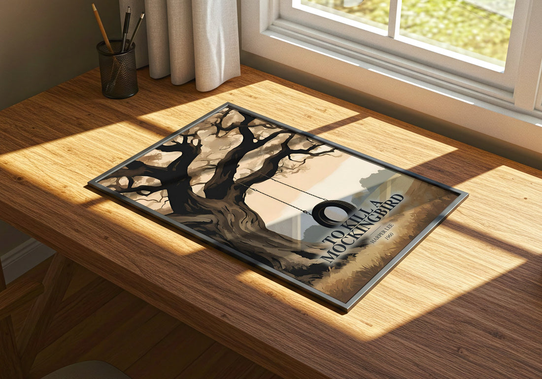 To Kill A Mockingbird watercolour book poster framed on wall – classic literature wall art