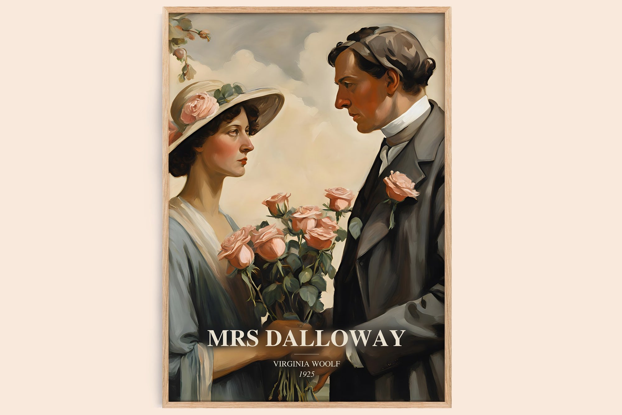 Mrs Dalloway watercolour book poster by Virginia Woolf – framed literary art print