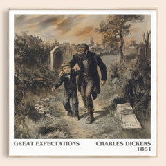 Great Expectations Literary Art Print by Charles Dickens – square framed poster