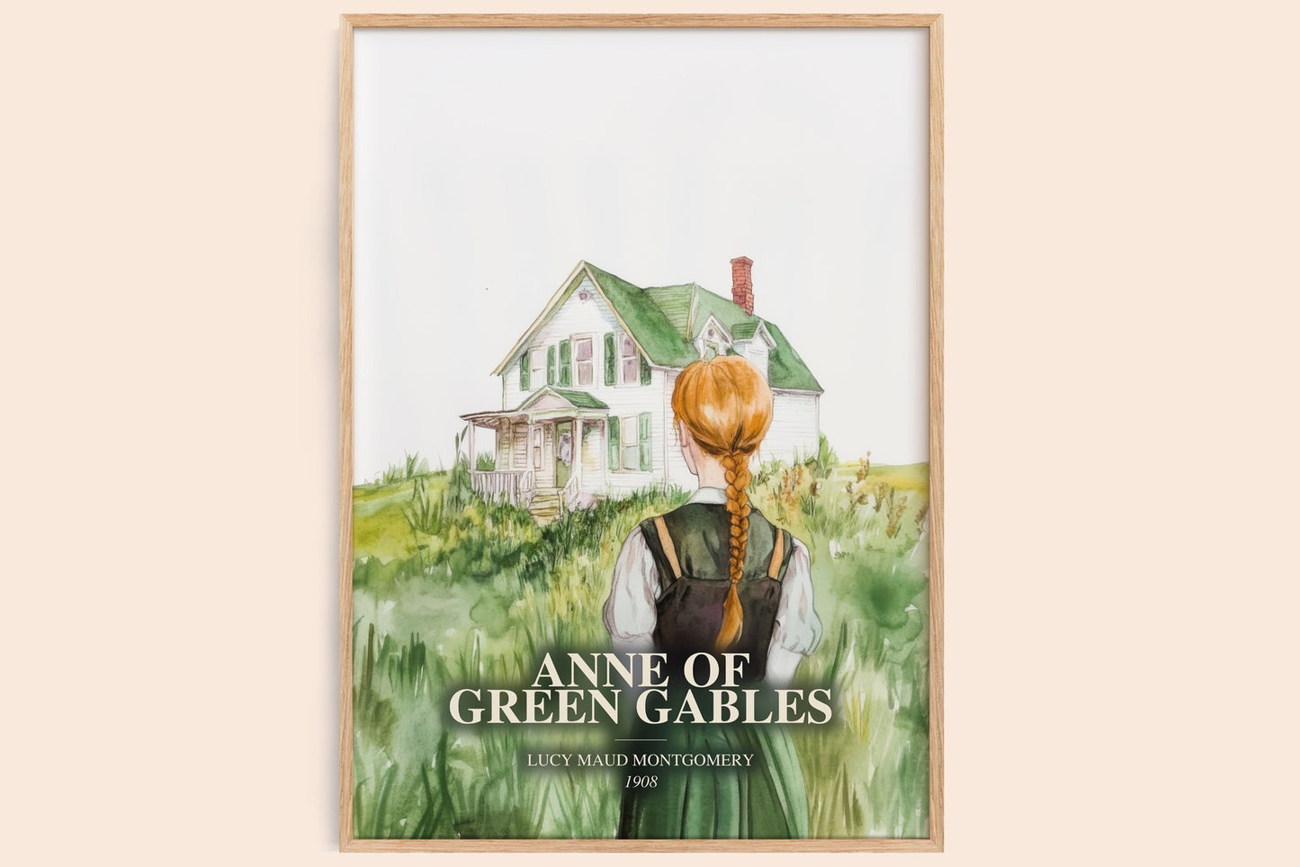 Anne Of Green Gables watercolour book poster by Lucy Maud Montgomery – framed literary art print