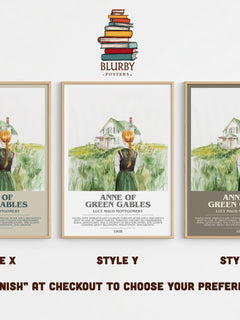 Anne of Green Gables Bookish Wall Art by Lucy Maud Montgomery – Style X, Y and Z side by side – choose your finish