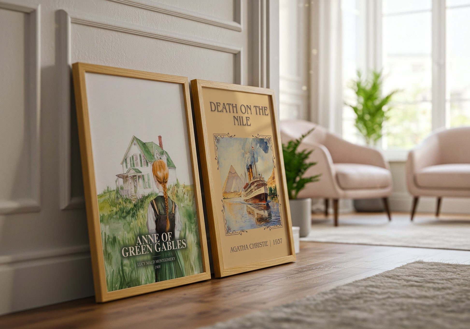 Anne Of Green Gables watercolour print framed by window – literary home decor