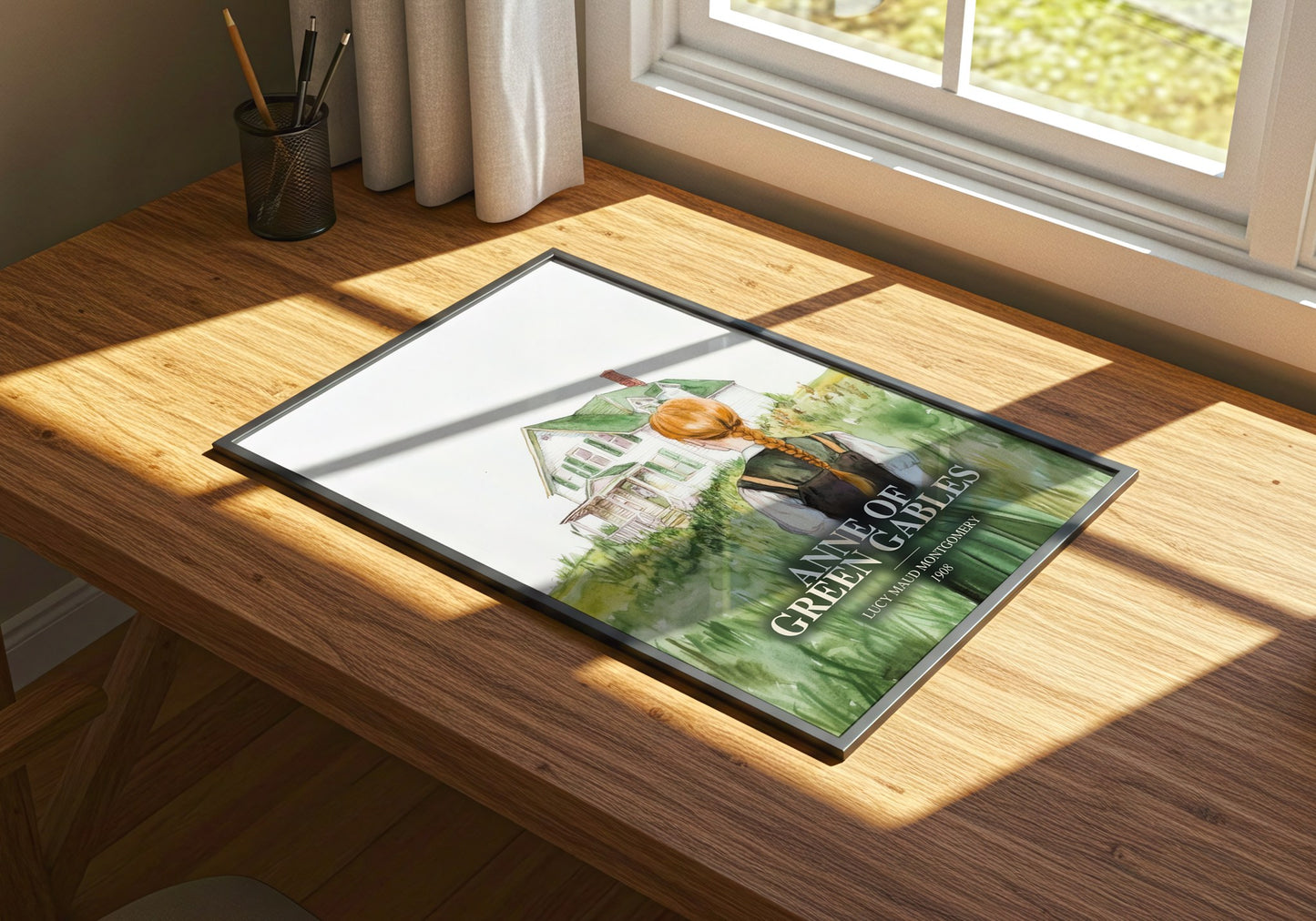 Anne Of Green Gables watercolour book poster framed on wall – childrens wall art