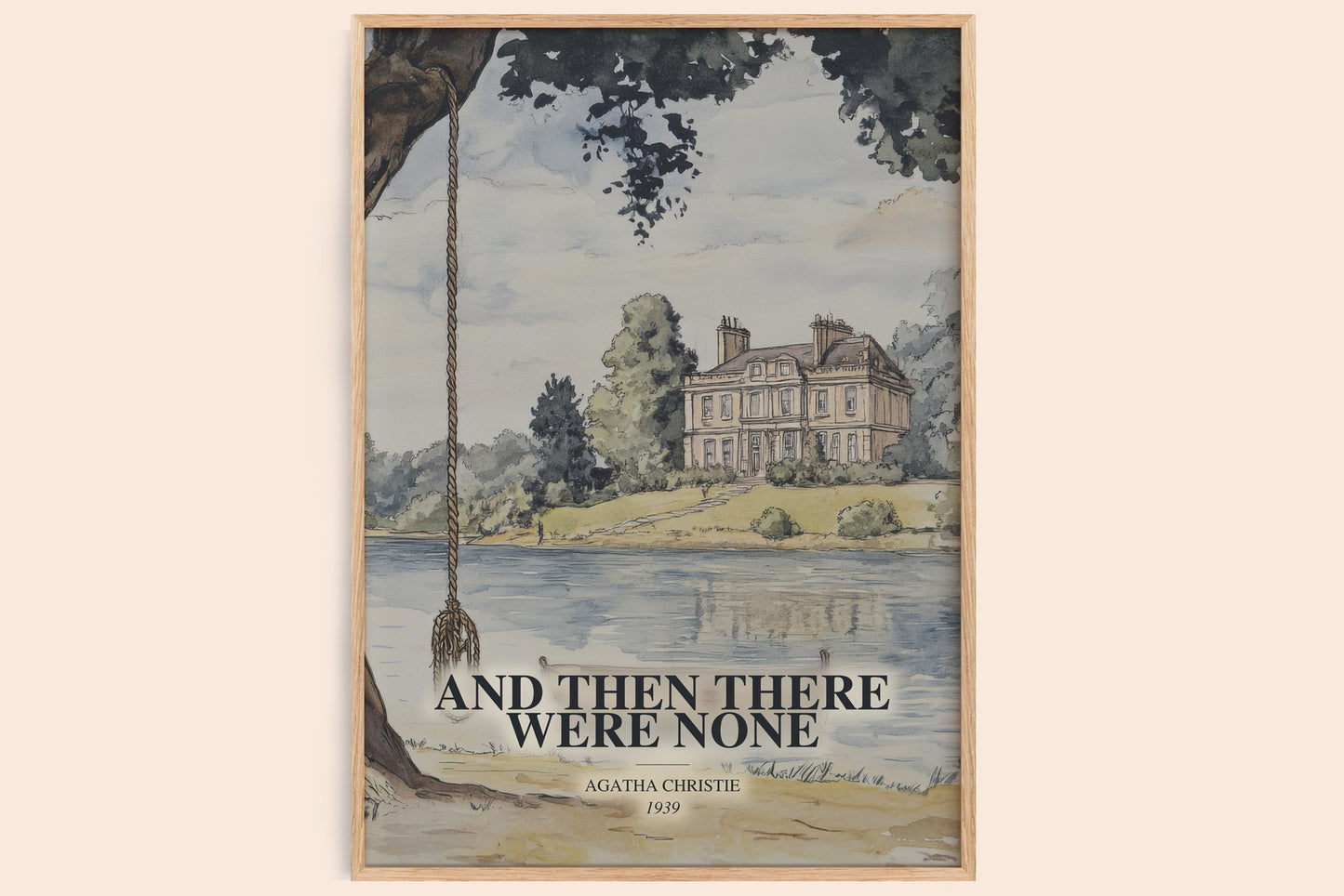 And Then There Were None watercolour book poster by Agatha Christie – framed literary art print