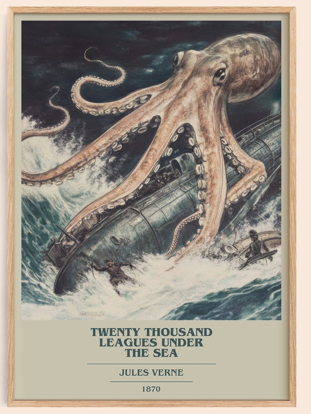Twenty Thousand Leagues Under the Sea Book Cover Poster by Jules Verne