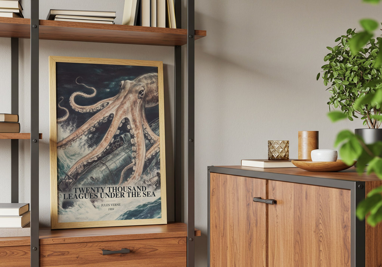 Twenty Thousand Leagues Under The Sea book watercolour illustration paper finish options – matte satin gloss