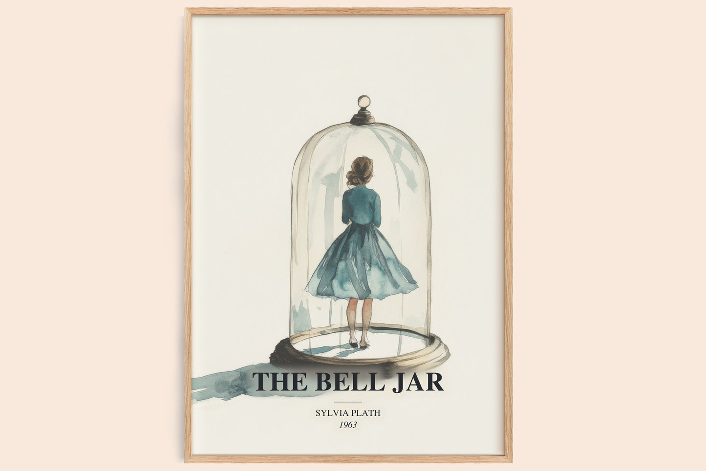 The Bell Jar watercolour book poster by Sylvia Plath – framed literary art print