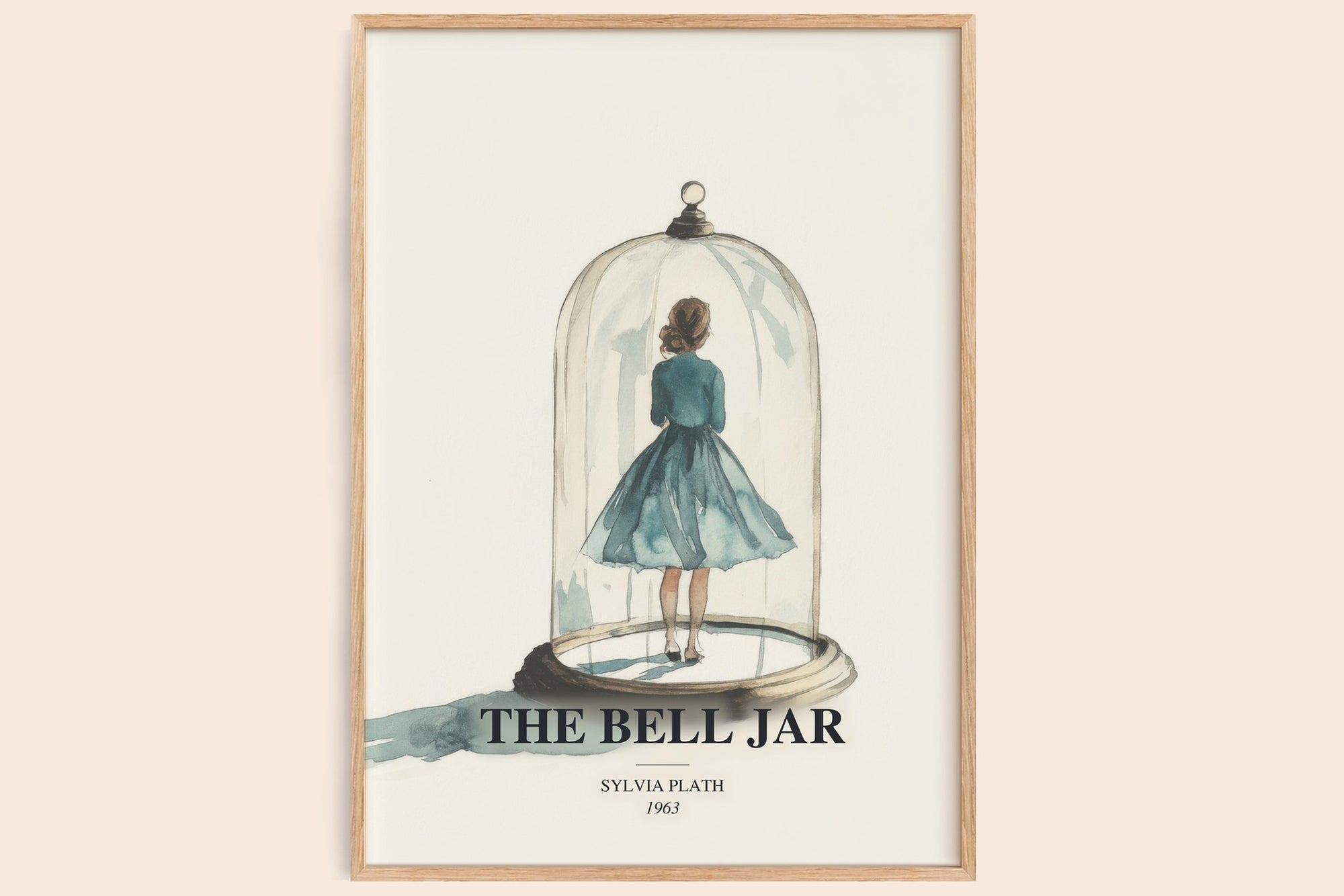 The Bell Jar watercolour book poster by Sylvia Plath – framed literary art print