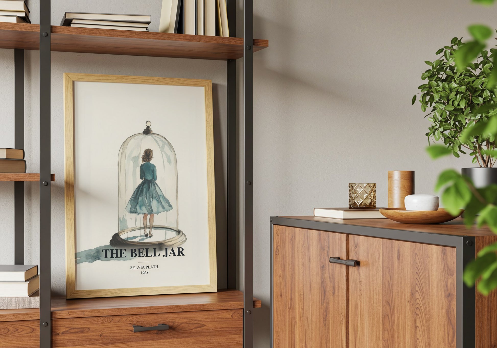 The Bell Jar book watercolour illustration paper finish options – matte satin gloss