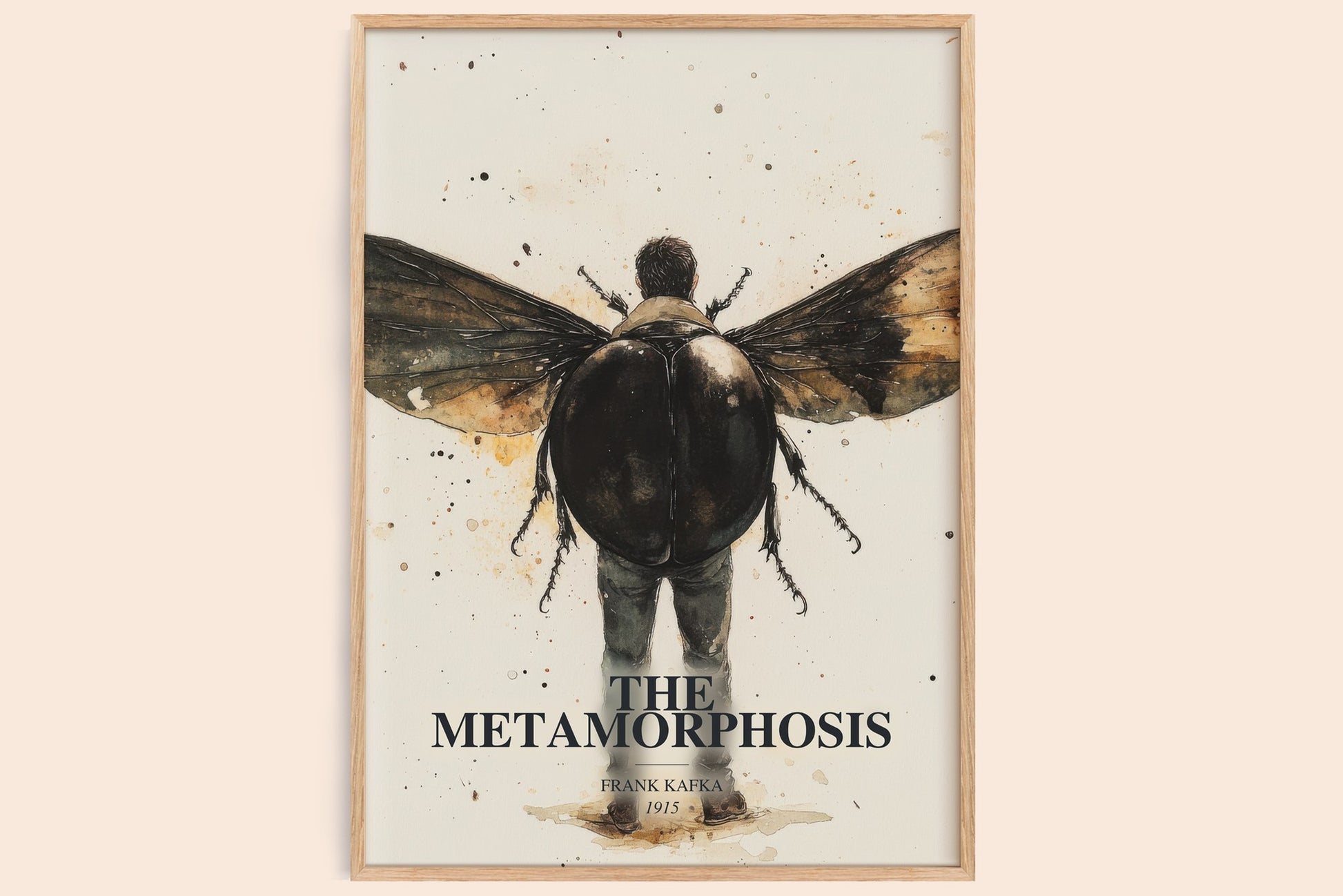 The Metamorphosis watercolour book poster by Frank Kafka – framed literary art print