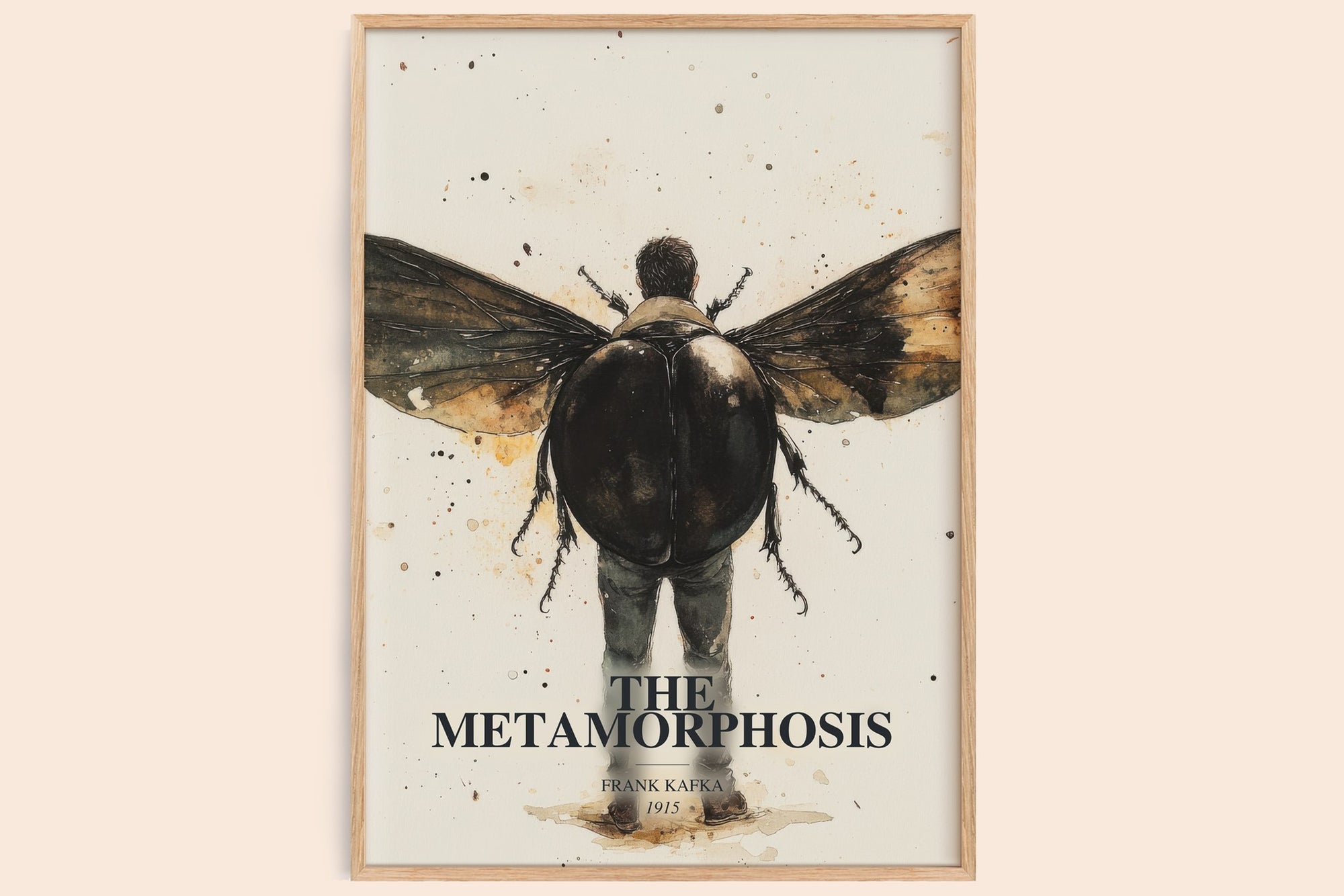 The Metamorphosis watercolour book poster by Frank Kafka – framed literary art print