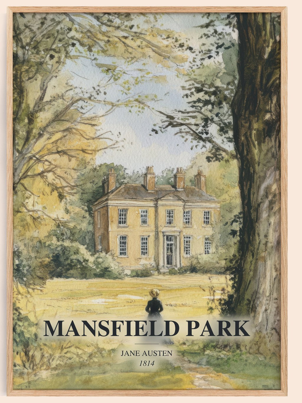 Mansfield Park watercolour book poster by Jane Austen – framed literary art print