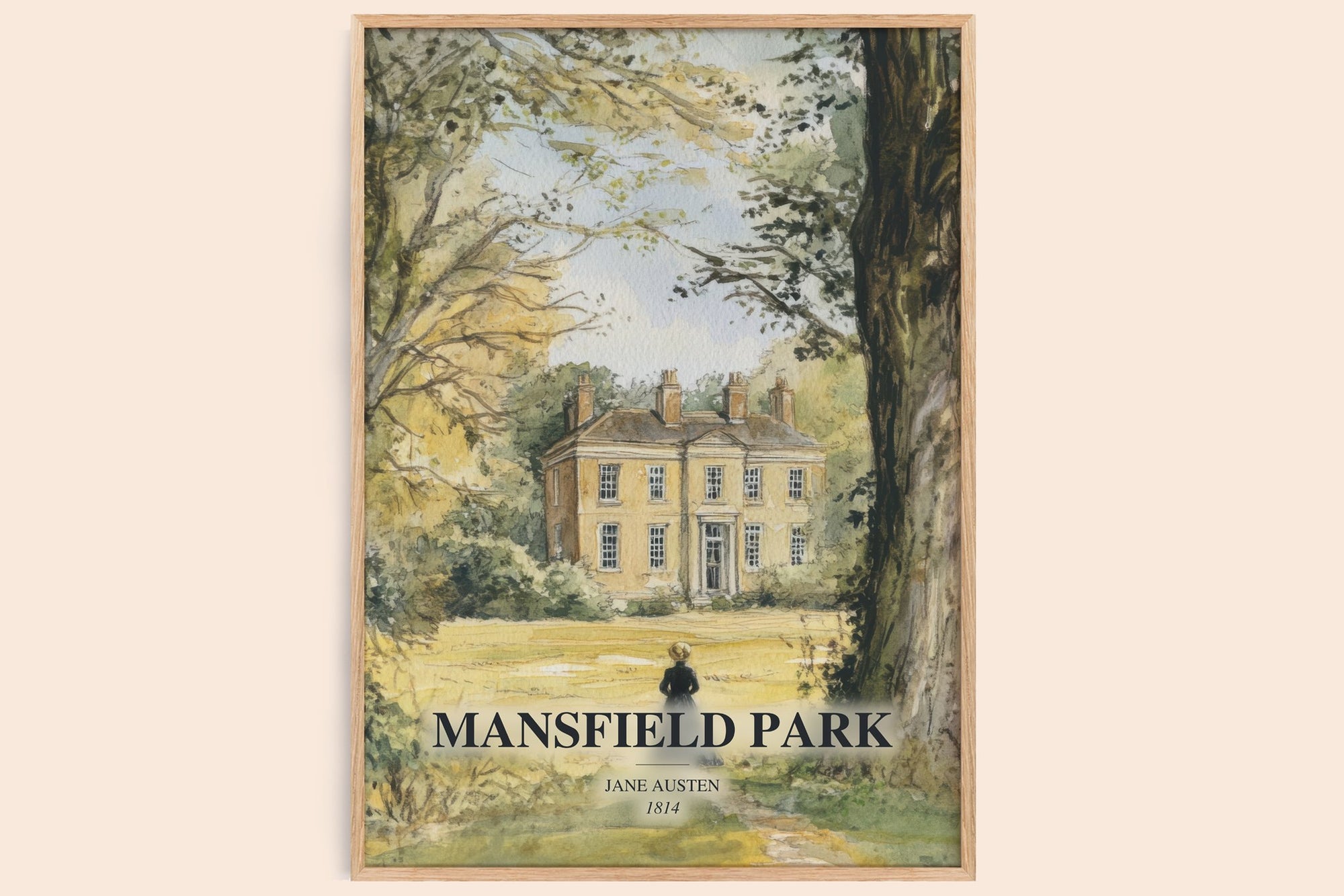 Mansfield Park watercolour book poster by Jane Austen – framed literary art print