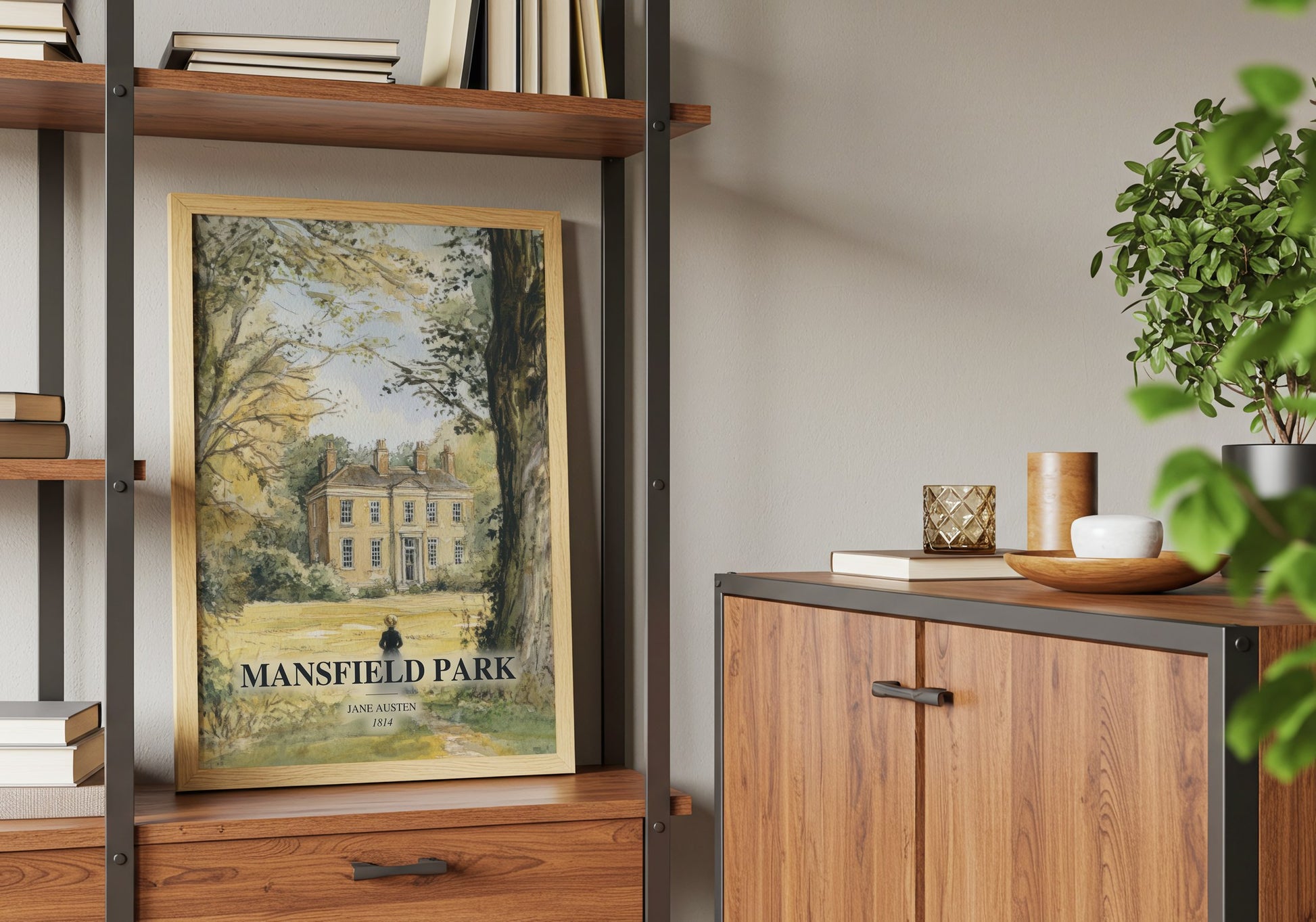 Mansfield Park book watercolour illustration paper finish options – matte satin gloss