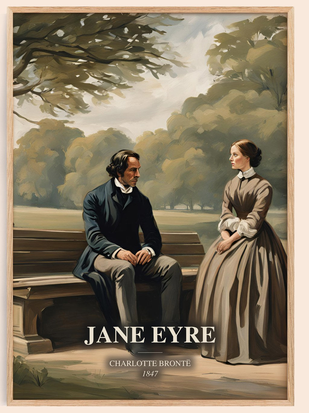 Jane Eyre watercolour book poster by Charlotte Brontë – framed literary art print