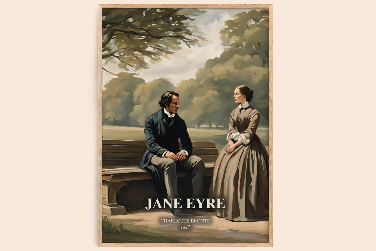 Jane Eyre watercolour book poster by Charlotte Brontë – framed literary art print