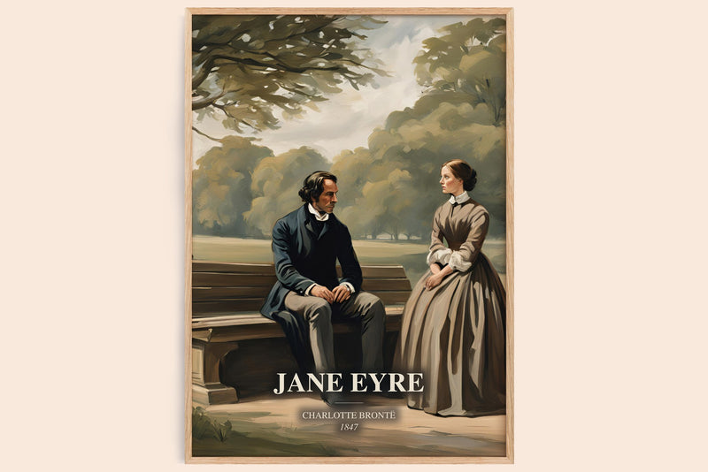 Jane Eyre watercolour book poster by Charlotte Brontë – framed literary art print