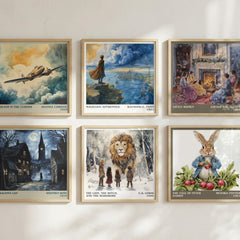 The Lion, the Witch and the Wardrobe Literary Art Print by C. S. Lewis – square print in a six-frame gallery wall