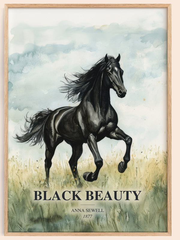 Black Beauty watercolour book poster by Anna Sewell – framed literary art print