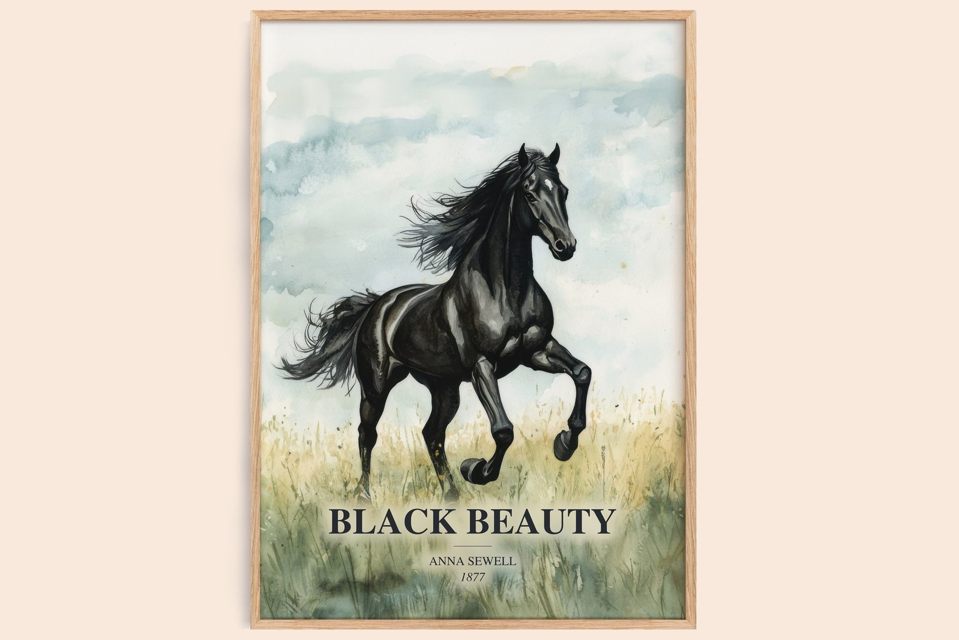 Black Beauty watercolour book poster by Anna Sewell – framed literary art print