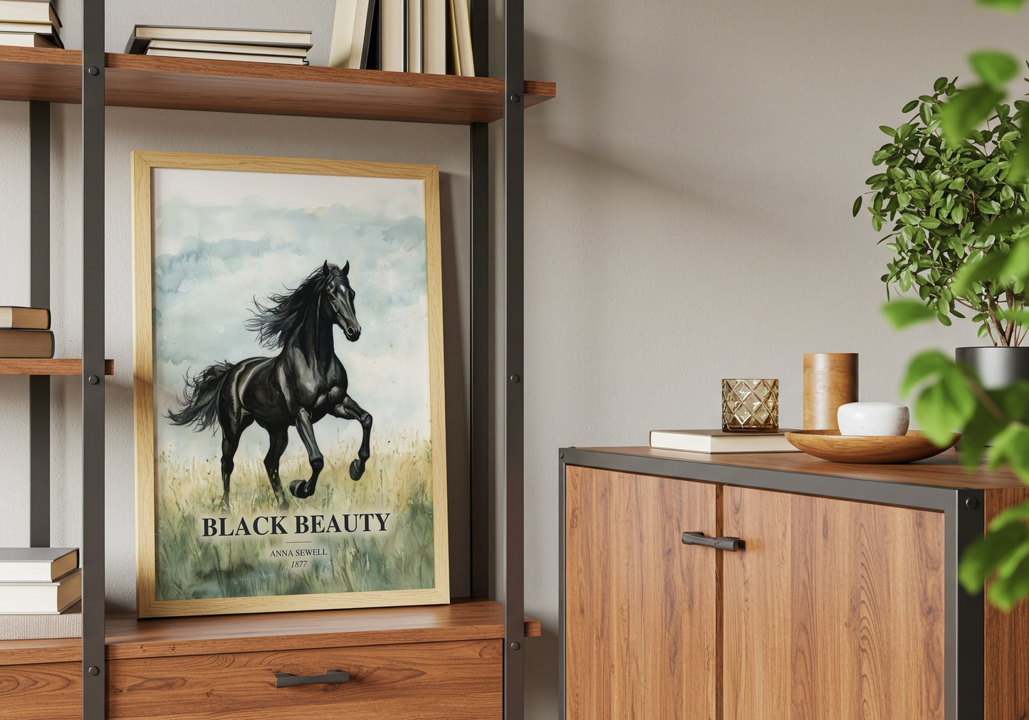 Black Beauty book watercolour illustration paper finish options – matte satin gloss