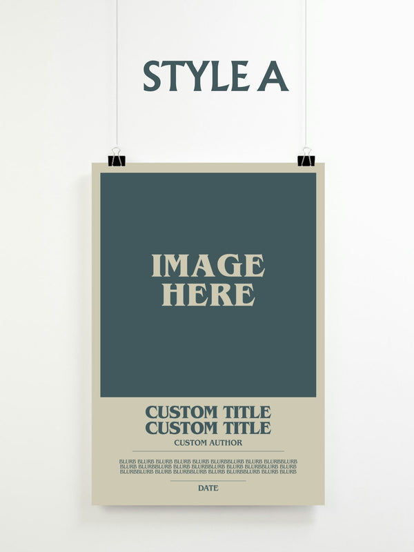 The image is a poster with a blank space for text, and it is hanging on a wall.