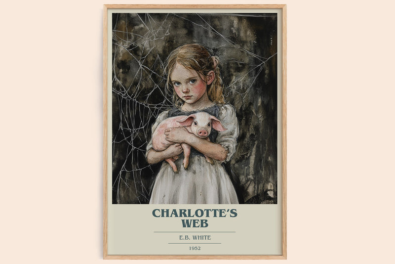 Charlotte's Web Book Cover Poster by E B White (Modern Minimalist style)