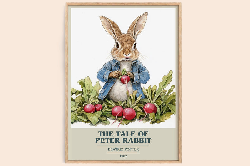The Tale of Peter Rabbit Book Cover Poster by Beatrix Potter (Modern Minimalist style)