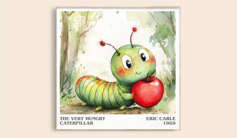 The Very Hungry Caterpillar Literary Art Print by Eric Carle (Square style)