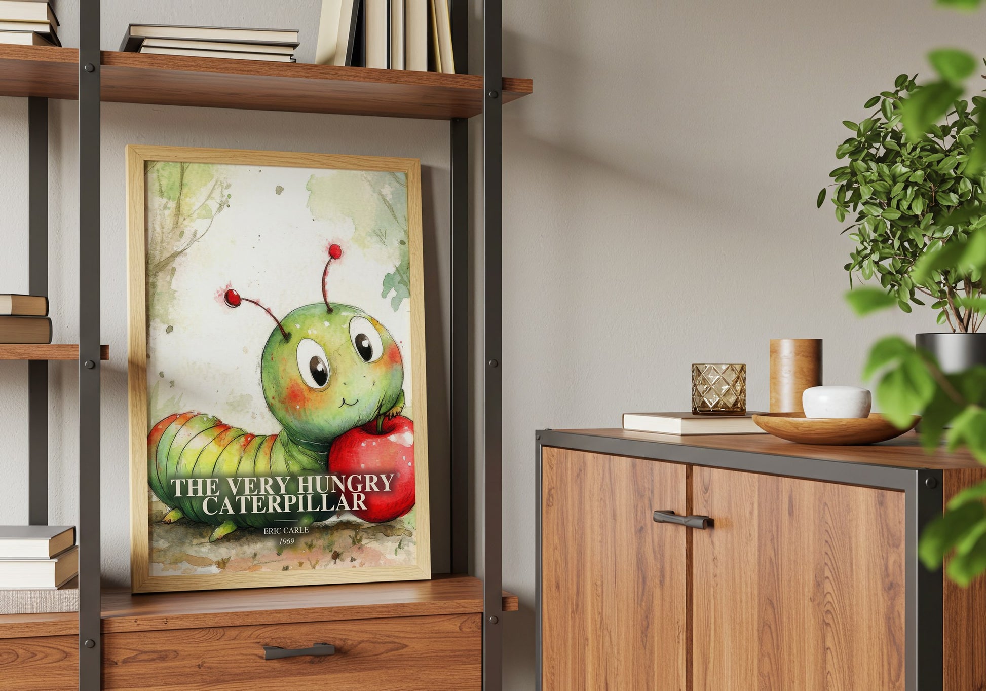 The Very Hungry Caterpillar book watercolour illustration paper finish options – matte satin gloss