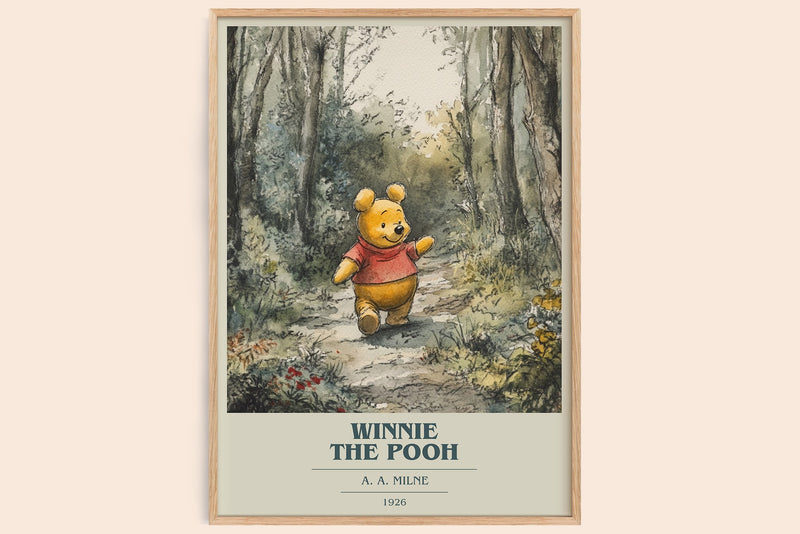 Winnie the Pooh Book Cover Poster by A. A. Milne (Modern Minimalist style)
