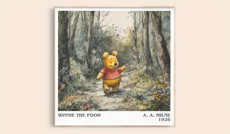 Winnie the Pooh Literary Art Print by A. A. Milne (Square style)