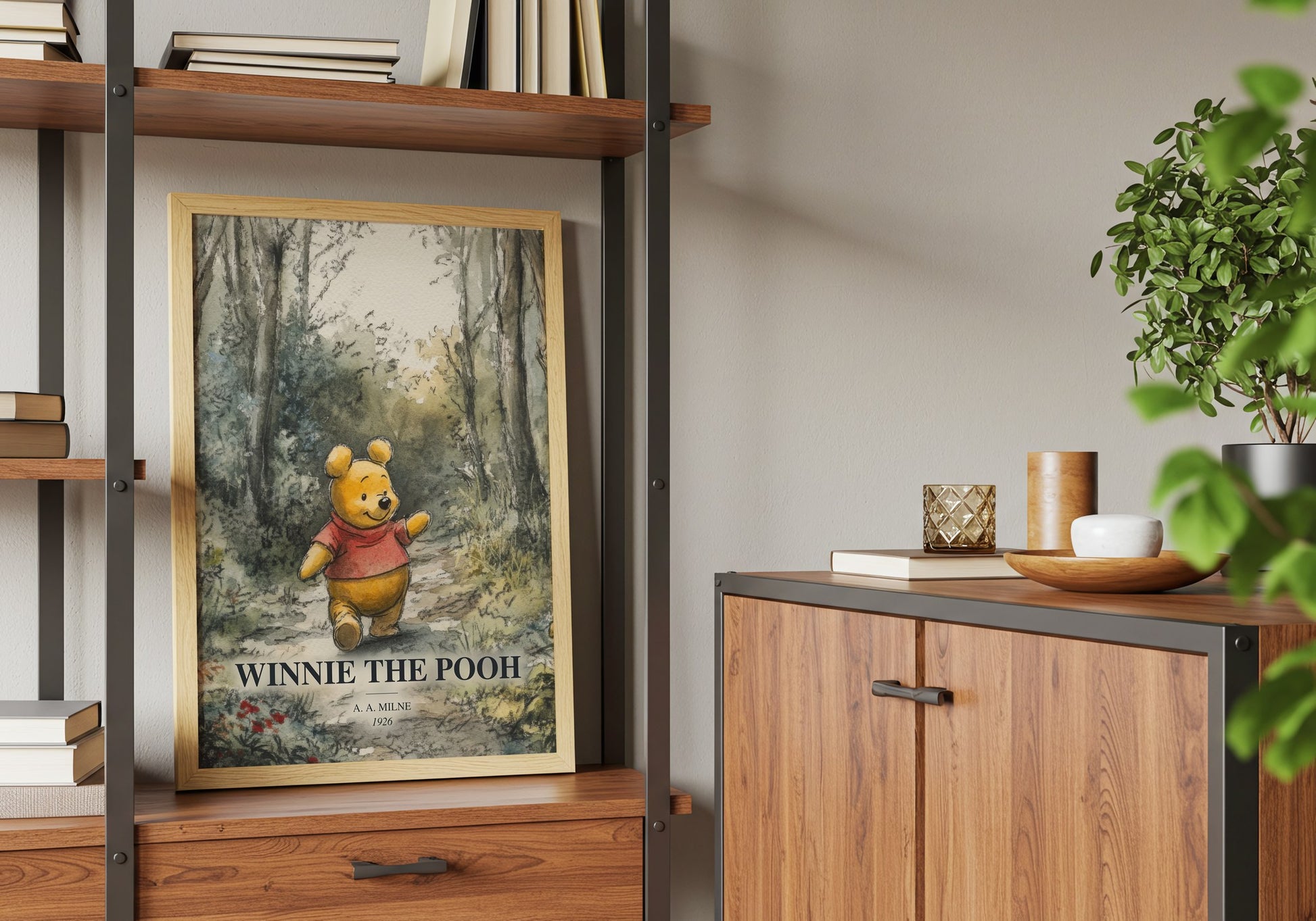Winnie The Pooh book watercolour illustration paper finish options – matte satin gloss