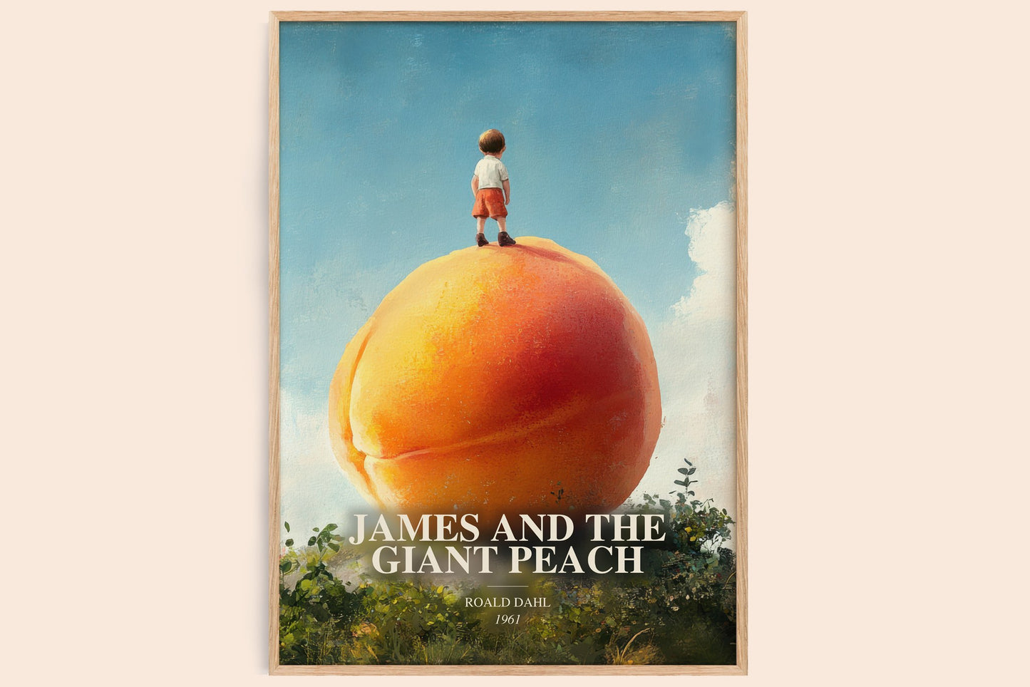 James And The Giant Peach watercolour book poster by Roald Dahl – framed literary art print