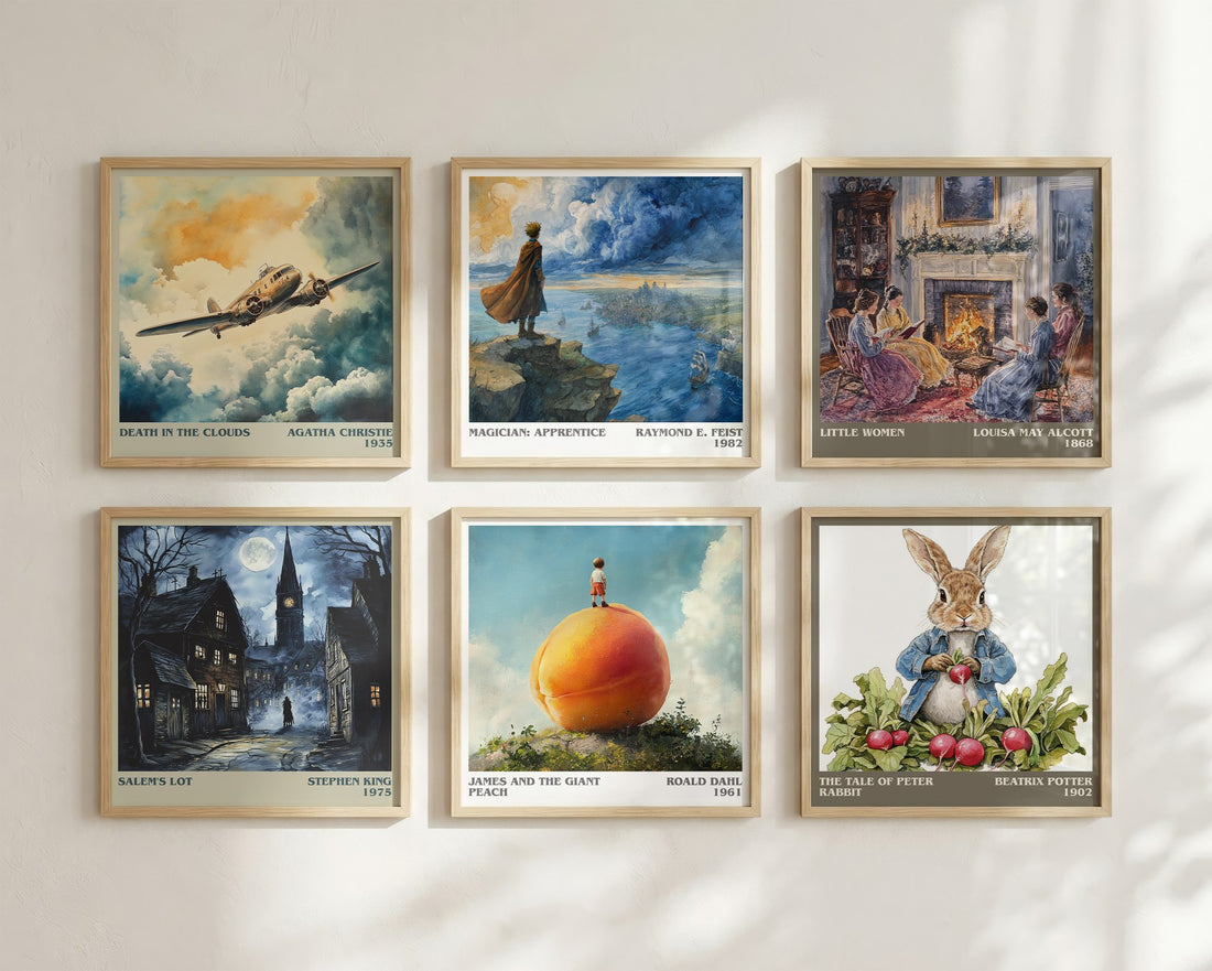 James and the Giant Peach Literary Art Print by Roald Dahl – square print in a six-frame gallery wall