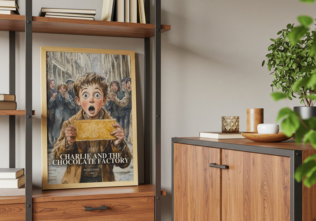 Charlie And The Chocolate Factory book watercolour illustration paper finish options – matte satin gloss