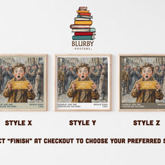 Charlie and the Chocolate Factory Literary Art Print by Roald Dahl – Style X, Y and Z square prints side by side – choose your finish
