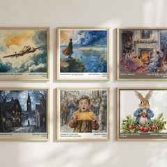Charlie and the Chocolate Factory Literary Art Print by Roald Dahl – square print in a six-frame gallery wall