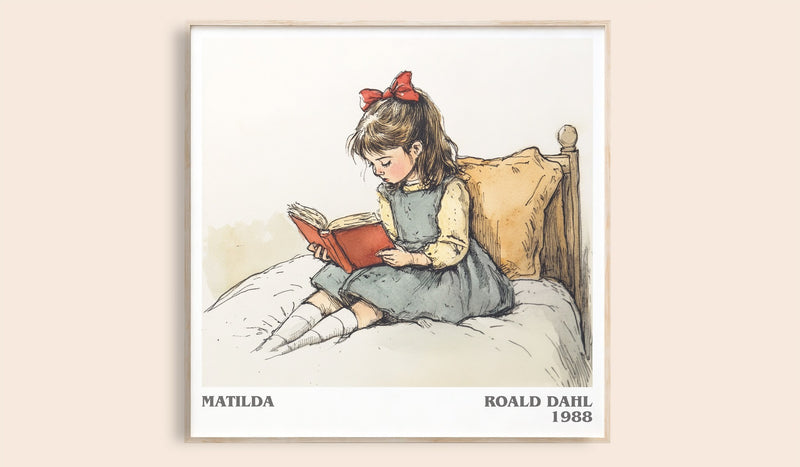 Matilda Literary Art Print by Roald Dahl (Square style)