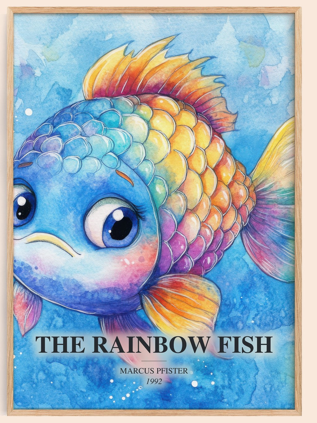 The Rainbow Fish watercolour book poster by Marcus Pfister – framed literary art print