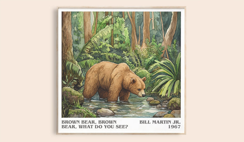 Brown Bear, Brown Bear, What Do You See? Literary Art Print by B. Jr. (Square style)