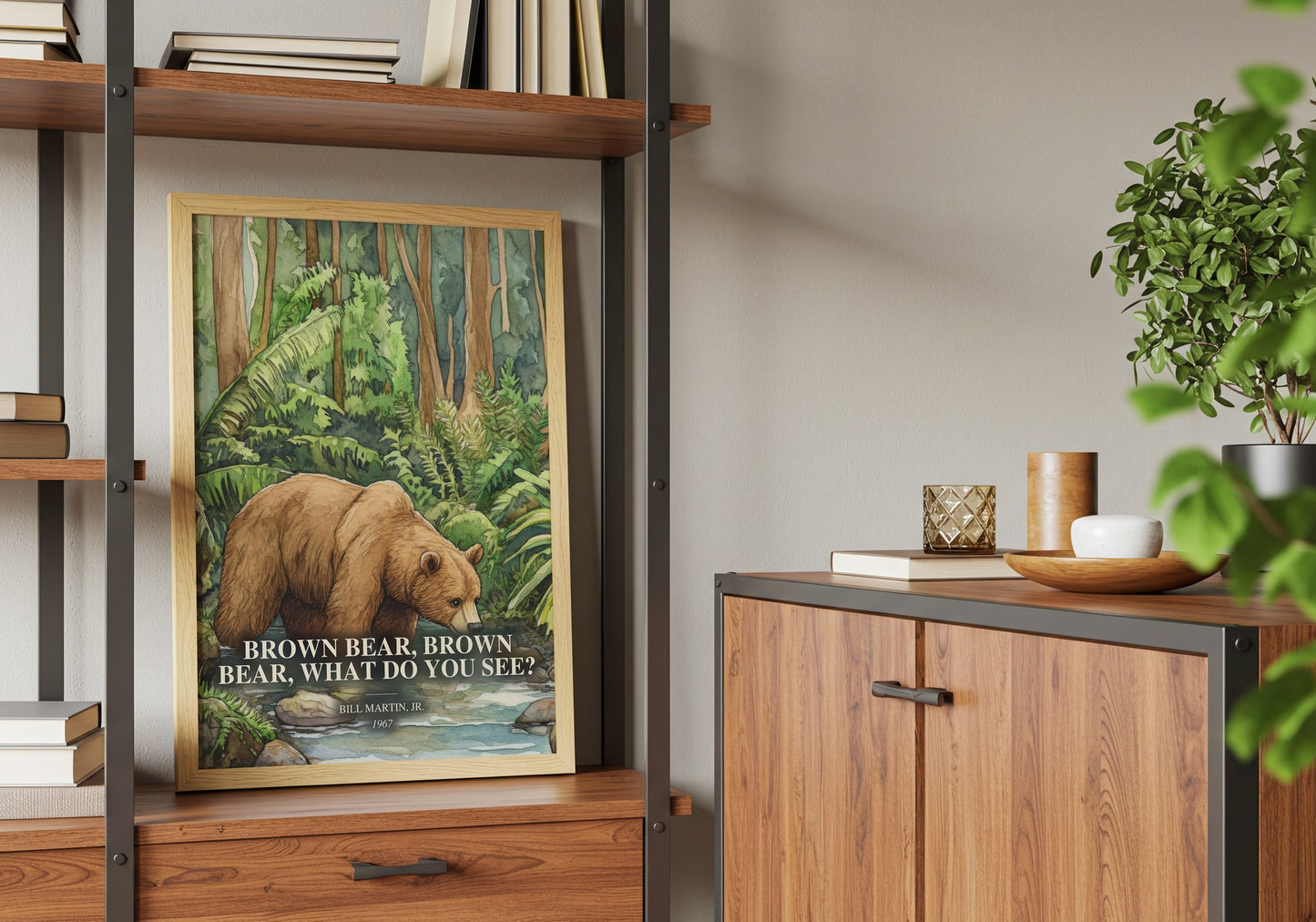 Brown Bear, Brown Bear, What Do You See? book watercolour illustration paper finish options – matte satin gloss