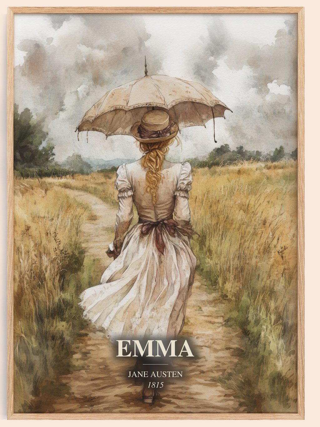 Emma watercolour book poster by Jane Austen – framed literary art print