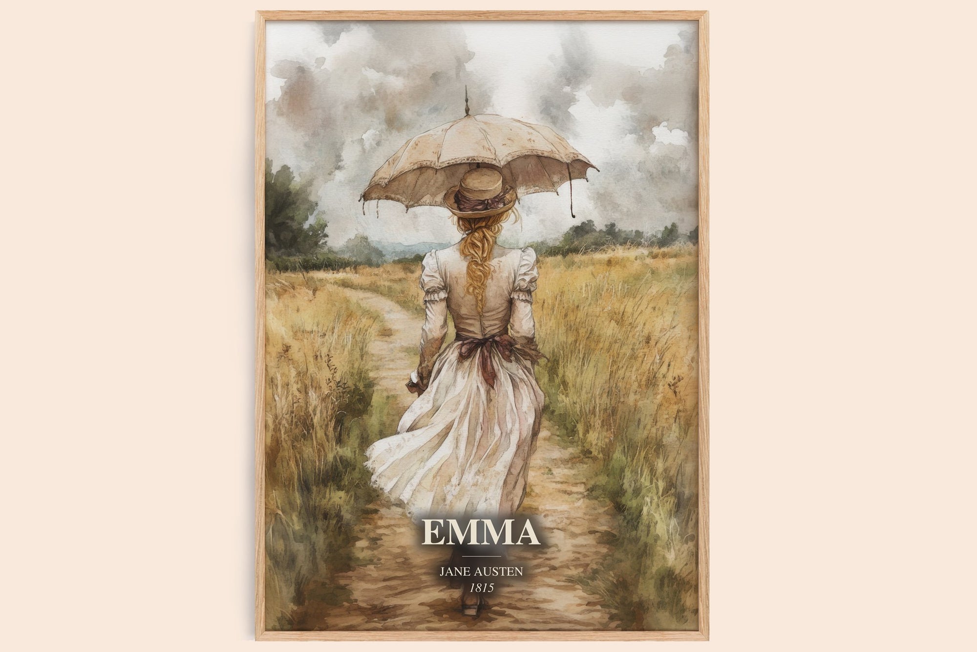 Emma watercolour book poster by Jane Austen – framed literary art print