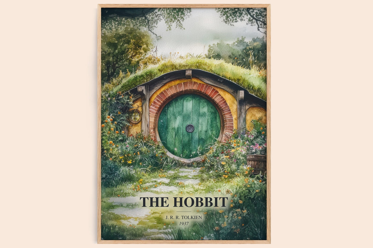 The Hobbit watercolour book poster by J. R. R. Tolkien – framed literary art print